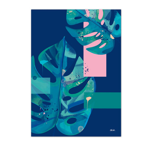 Monstera | Navy & Pink